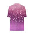 thumbnail image 5 of Womens V-Neck Minimalist Blouse Purple Abstract Leaf Print Button-Up Top - Breathable Polyester Summer Casual Wear, 5 of 6