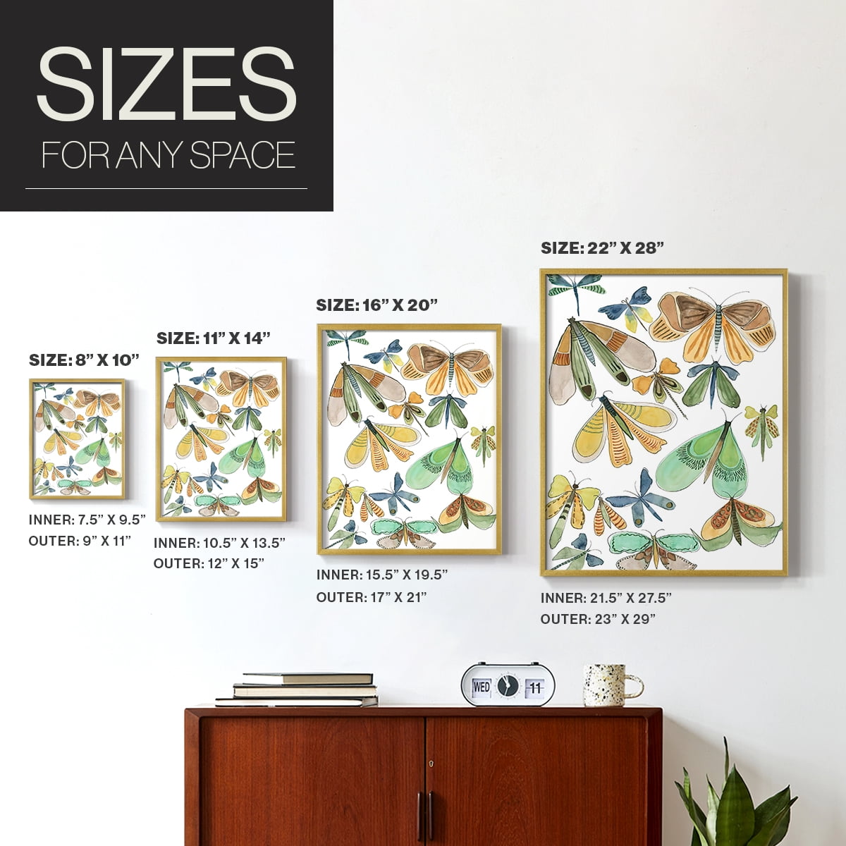 Wings Galore II Framed Print - Solid Wood in Single Picture Frame Solid Wood 2 Framed Print