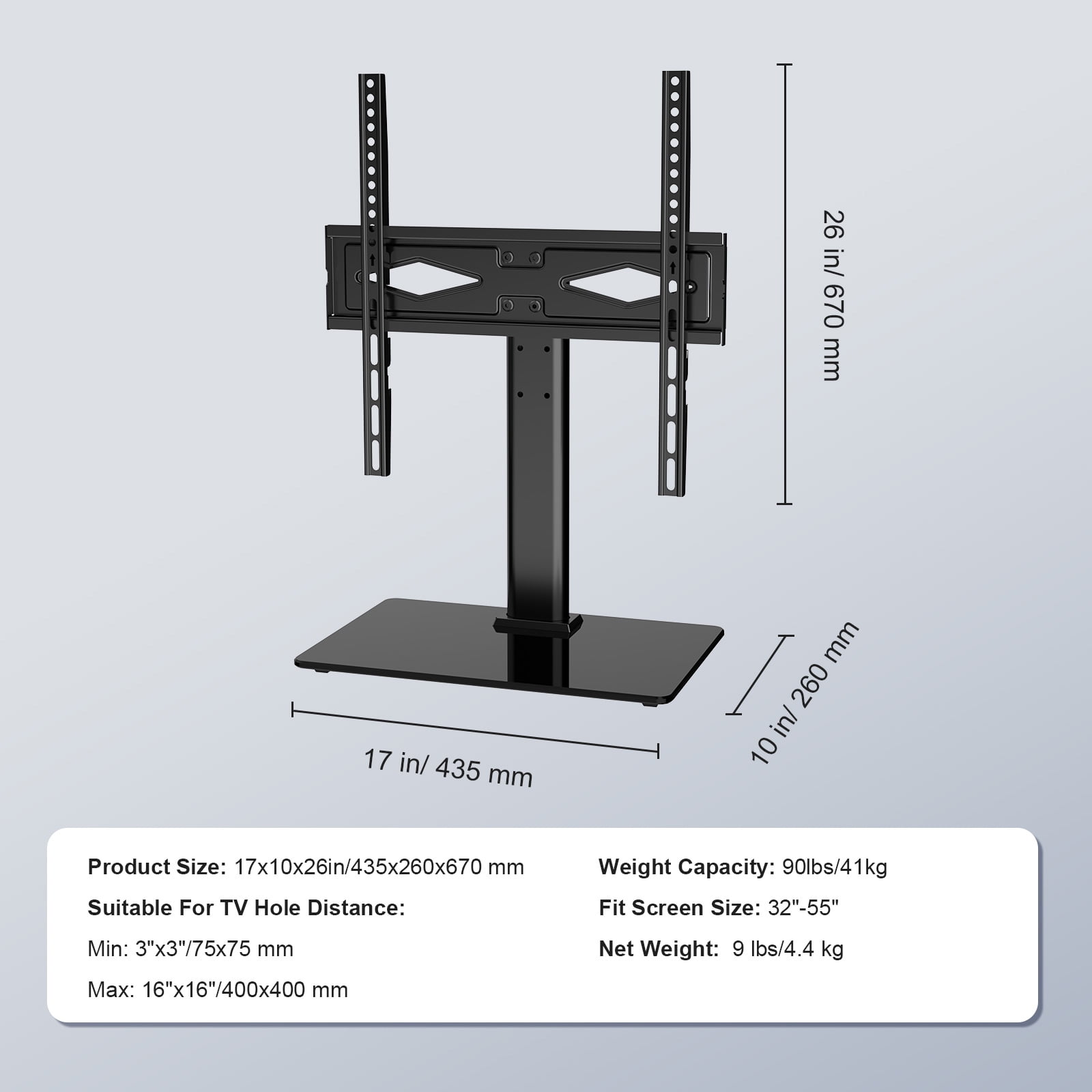 KFFKFF TV Stand Mount Swivel Universal TV Stand for 32"-55" TVs Adjustable Height