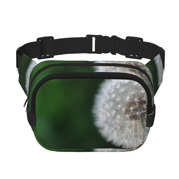 Rateoe Dandelion Print Fanny Pack Belt Bag for Women and Men, Square Double-Layer Waterproof Waist Pack with Adjustable Strap for Hiking, Jogging, Cycling