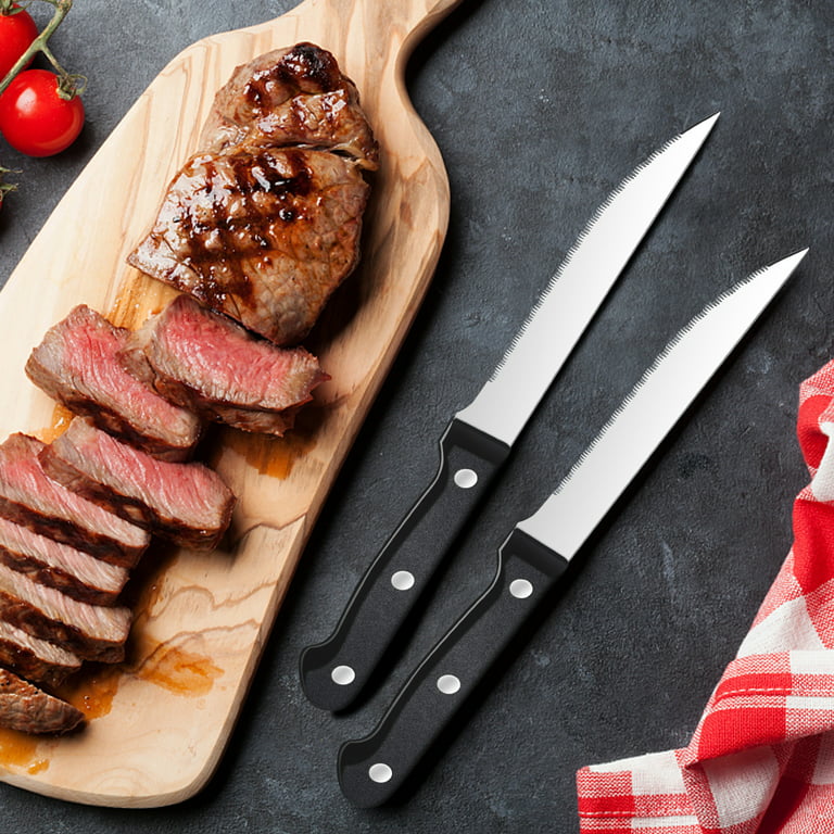 Bestdin Steak Knives, 10 Pieces 4.5 Long Blade Stainless Steel Serrated Steak  Knife Set, Dishwasher Safe, Black Serrated Edge Steel Utility Knives  Steakhouse Cutlery Utensil Dinner Knives 