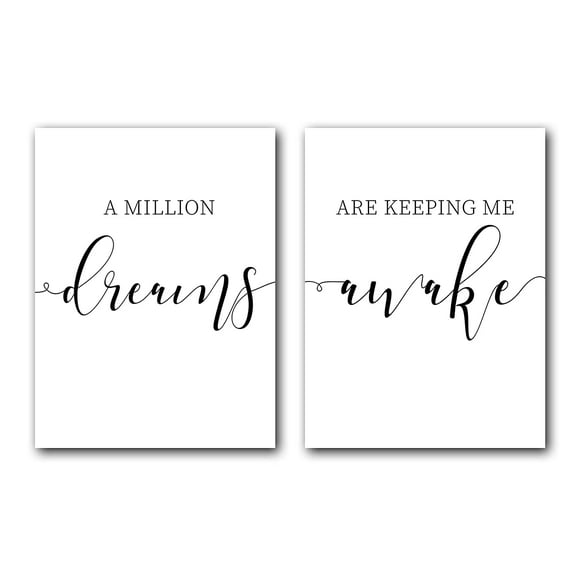 A Million Dreams Set of 2 Posters 18 x 24 Inches Minimalist Art Typography Art Bedroom Wall Art Romantic Gift Home Wall Art Poster
