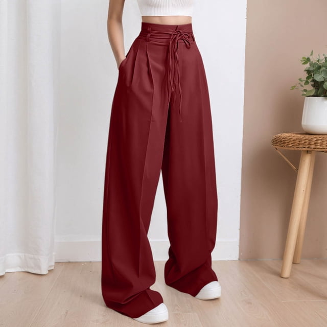WILLBEST Pantalones Casuales de Verano para Mujer, con Rayas, Cintura Alta, Patchwork, Bolsillos Colgantes, Pierna Recta, Pantalones de Traje Casuales para Mujer Moderna Extra Grande