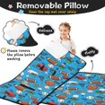 thumbnail image 3 of Football and Golfball Blue Pattern Teens Toddler Nap Mat with Pillow, Sleeping Mat Bag for Preschool Daycare 59"x22", 3 of 6