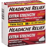 Headache Relief Extra Strength Acetaminophen Pain Reliever Caplets, 200 Ct