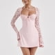 thumbnail image 4 of Vestido de manga larga de encaje para mujer Vestido de corte bajo Vestido para salir Kuymtek Rosa T L para Mujer, 4 of 6