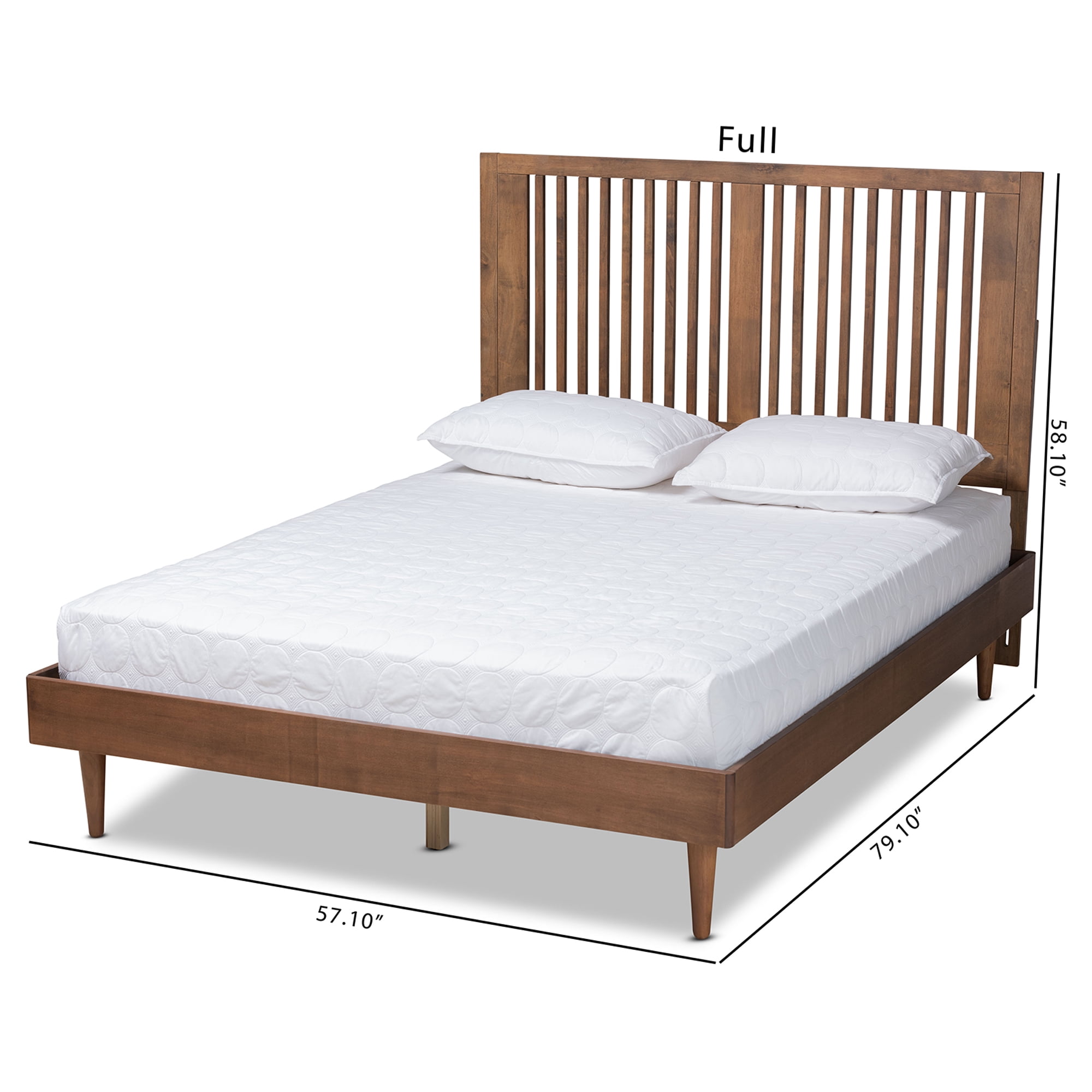 Baxton Studio Kioshi Mid-Century Wood Platform Bed, Queen, Ash Walnut