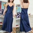 thumbnail image 3 of Summer Silk Pajamas Nightgown Women Pleated V Neck Sleeveless Maxi Nightdress, 3 of 7