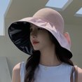 thumbnail image 2 of SWSMCLT Women's Beach Foldable 100 Cotton Sun Hat Wide Brim Floppy Hat Roll up Cap Pink One Size, 2 of 5