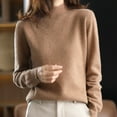 thumbnail image 2 of Vedolay Womens Cute Sweater Women's Cropped Striped Sweaters Oversized Long Sleeve Crew Neck Crop Tops,Brown M, 2 of 3