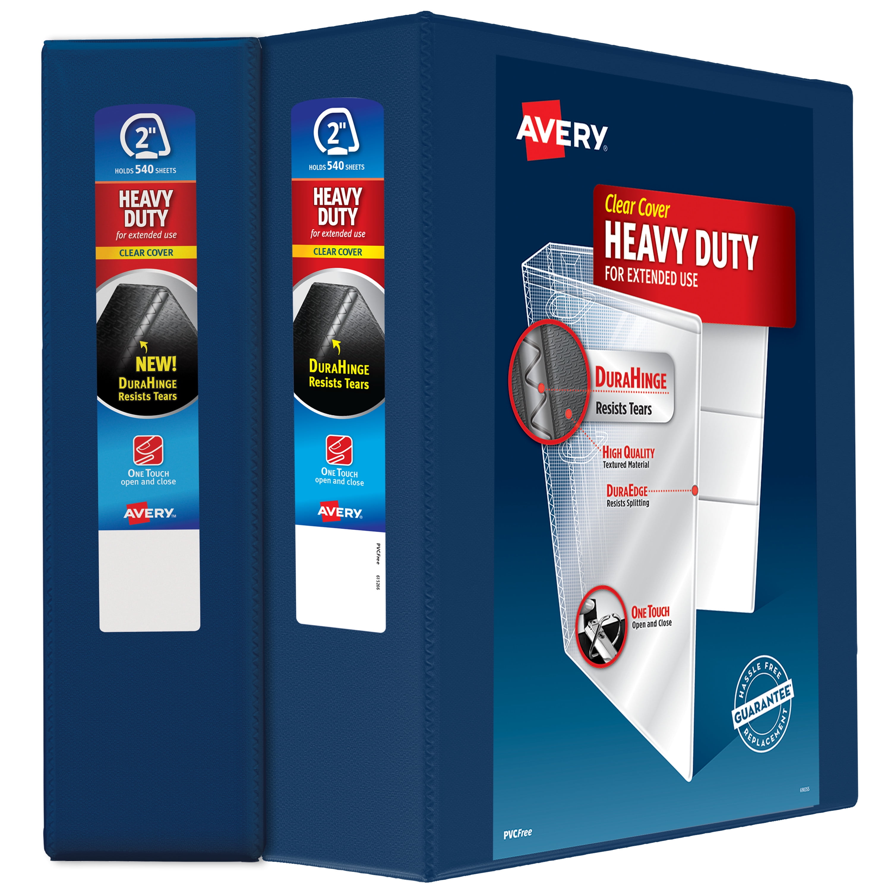 Avery 2" HeavyDuty View Binder, EZD Ring, 2 Navy Blue Binders (79802