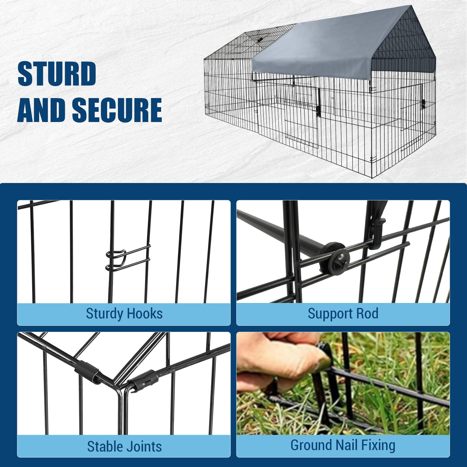Kselythan 86"x40"x40"Large Metal Chicken Coop,Metal Pet Playpen With Waterproof Cover,Small Animal Cage,Outdoor Backyard Farm Pet Playpen for Rabbit,Duck,Chinchillas