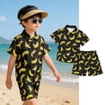 thumbnail image 2 of VNKIDY Boys 2 Piece Outfit Kids Banana Prints Short Sleeve Button Front Lapel Shirt Loose Fit Shorts For Summer Daily Wear Soft Set, 2 of 6
