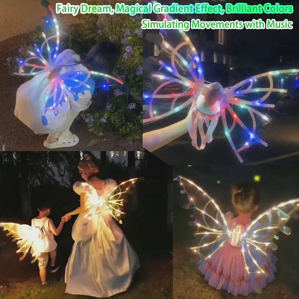 Ailes De Fée Lumineuses Pour Chien - Avec Lumières LED Et Mouvement - Pour Déguisement Noël, Halloween - Taille Réglable