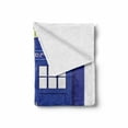 thumbnail image 2 of Police Soft Flannel Fleece Throw Blanket, Doctors Blue House British Landmark Phone Box Police Call Image Artwork Print, Cozy Plush for Indoor and Outdoor Use, 50" x 70", Blue and White, by Ambesonne, 2 of 6