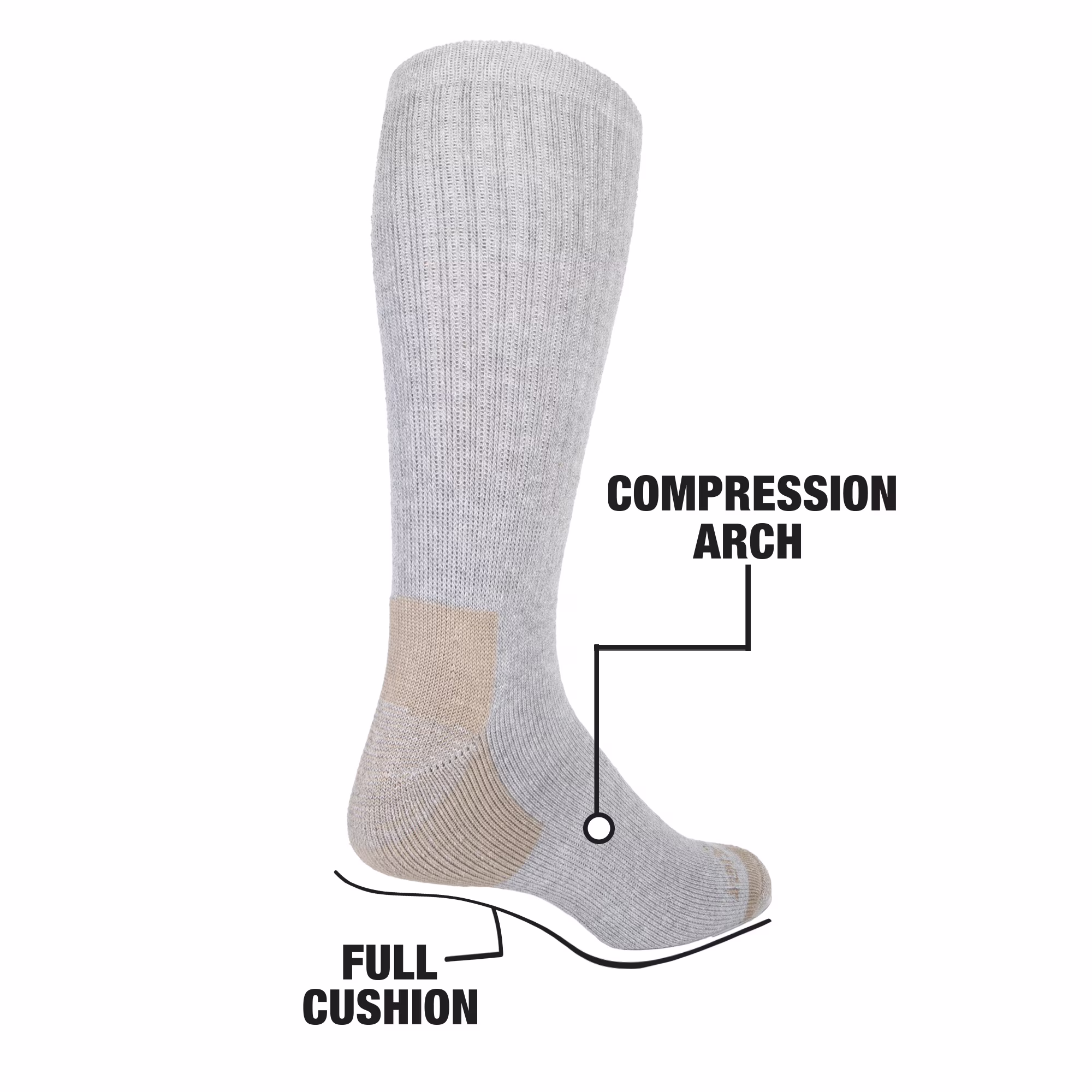 thumbnail image 3 of Wrangler Men's Ultimate Comfort Crew Socks, Work Socks for Men, Grey, 6 Pack, 3 of 5