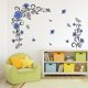 thumbnail image 1 of Calcomanías de pared con flores azules, ramas de vid, hojas, decoración de pared, vinilos extraíbles para dormitorio, sala de estar, oficina, sofá, telón de fondo, pared de TV, decoración del hogar, 1 of 6