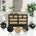 thumbnail image 6 of 6 Drawer Dresser, Rattan Dresser for Bedroom with Metal Handles, Farmhouse Wood Storage Chest of Drawers for Bedroom, Living Room, Hallway, Entryway, 6 of 7