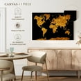thumbnail image 5 of Elephant Stock Golden World Map Wall Art - Horizontal Canvas Wall Art - Living Room Wall Decor - Map Canvas - Black And Gold Decor - 48" x 32", 5 of 8