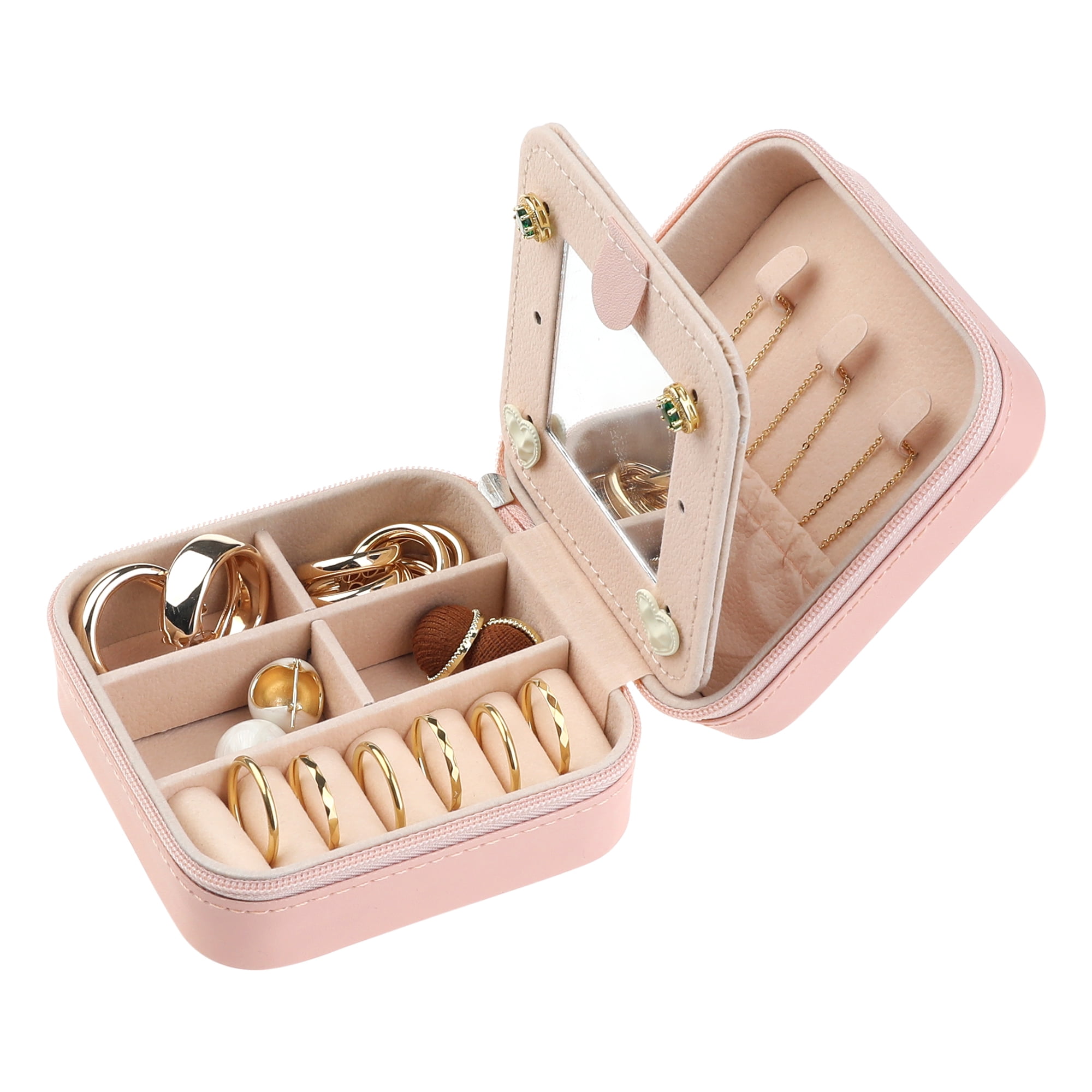 Unique Bargains Jewelry Box Small PU Leather Jewelry Organizer Case Storage Display Holder Pattern A
