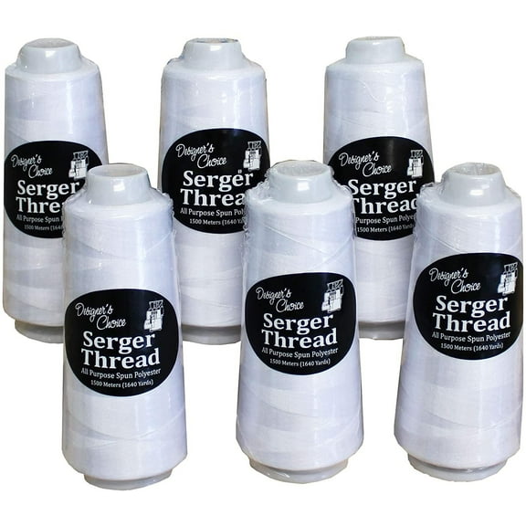 Allary Designer's Choice White Serger Thread 1500 Meters 6 Pack