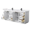 thumbnail image 3 of Wyndham Collection Miranda 84" Wood Double Bathroom Vanity in White/Matte Black, 3 of 6