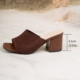 thumbnail image 3 of SACFOF Women's Knit Mesh Slip On Block Heeled Mule Sandals Fashion Square Toe Comfort Casual Beach Low Chunky Heels Open Toe Walking Slide Sandals, 3 of 6