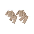 thumbnail image 2 of RUINIXCW Toddler Baby Girl Fall Spring Clothes Infant Baby Girls Plaid Gingham 2 Piece Outfit Ruffled Doll Collar Long Sleeve Button Down Shirt Tops with Long Pants 2Pcs Clothing Set, 2 of 9