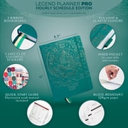 Legend Planner PRO Undated Hourly Schedule Weekly Daily Organizer with Time Slots, Habit Tracker, Budget Pages, A4 8.5x11 Eco-Leather Hardcover, Dark Teal
