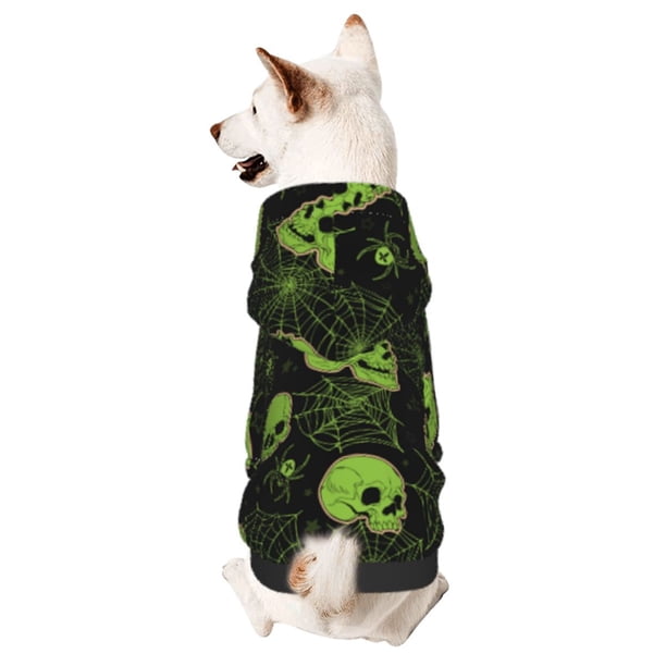 Balery Skulls And Cobwebs Sudadera con Capucha para Perros Pequeños – Ropa para Mascotas, Disfraz para Perros y Gatos, Ideal para Fiestas y Cosplay-X-Small