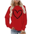 thumbnail image 1 of BLVB Chandail à Col Rond pour Femmes, Imprimé de Cœur, Manches Longues, Mignon, Coupe Ample, Léger, Hauts d'Automne, Cadeaux de la Saint-Valentin, 1 of 5