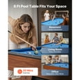 thumbnail image 6 of KFFKFF 8 ft Portable Billiards Table with Wood Finish, Adjustable Feet, Includes Balls, Cues, Rack, Chalks, Brush, and Blue Cloth, Ideal for Family Fun and Recreation Rooms, 6 of 9