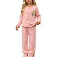 thumbnail image 2 of Lovzfmll Girl's Sweatshirt Set, Long Sleeve Top with Flower Detail & Pants, Casual Wear for Little Girls, 9-10 Years, 2 of 6