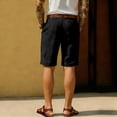 thumbnail image 4 of Men's High Waist Casual Business Shorts Pleated Front Cotton Linen Blend Summer Lightweight Breathable Rolled Cuff Shorts with Side Pockets Black 2XL, 4 of 4