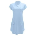 thumbnail image 4 of Vestido informal corto de manga corta liso y sexy de corte ajustado y cintura alta para mujer - Poliéster ligero, bolsillos, varias tallas, 4 of 5