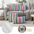 thumbnail image 2 of 2 Pack Outdoor Waterproof Throw Pillow Covers,Abstract Watercolor Vertical Lines Decorative Square Patio Pillowcases for Chair Couch Sofa 16x16in, 2 of 9