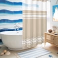 thumbnail image 5 of No Hook Shower Curtain, Beige Striped Shower Curtains for Bathroom with See Through Top Window, Farmhouse Luxurious White Stripes Modern Abstract Art Waterproof Bath Curtain Small Stall 36"x78", 5 of 9