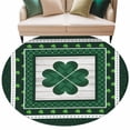thumbnail image 2 of St Patricks Day Round Area Rug 5ft, Green Shamrock Farmhouse Wooden Grain Washable Non-Slip Circle Rugs for Bedroom Living Room Kitchen, Soft Low Pile Carpet for Dining Room Playroom Nursery, 2 of 9