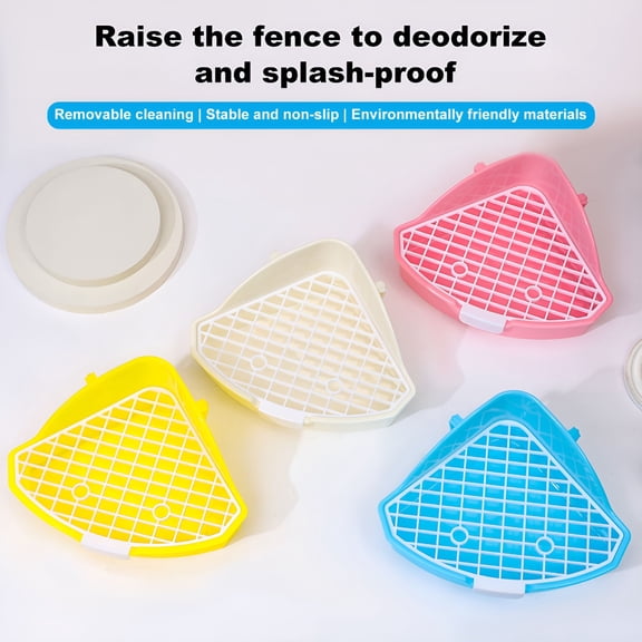 ACDANC Small Pet Toilet High Fence Detachable Hollow Platform Easy Cleaning Rabbit Litter Pan Animal Potty Trainer Bunnies Corner Toilet Box Ferret Hamster Cat Guinea Pig Supplies