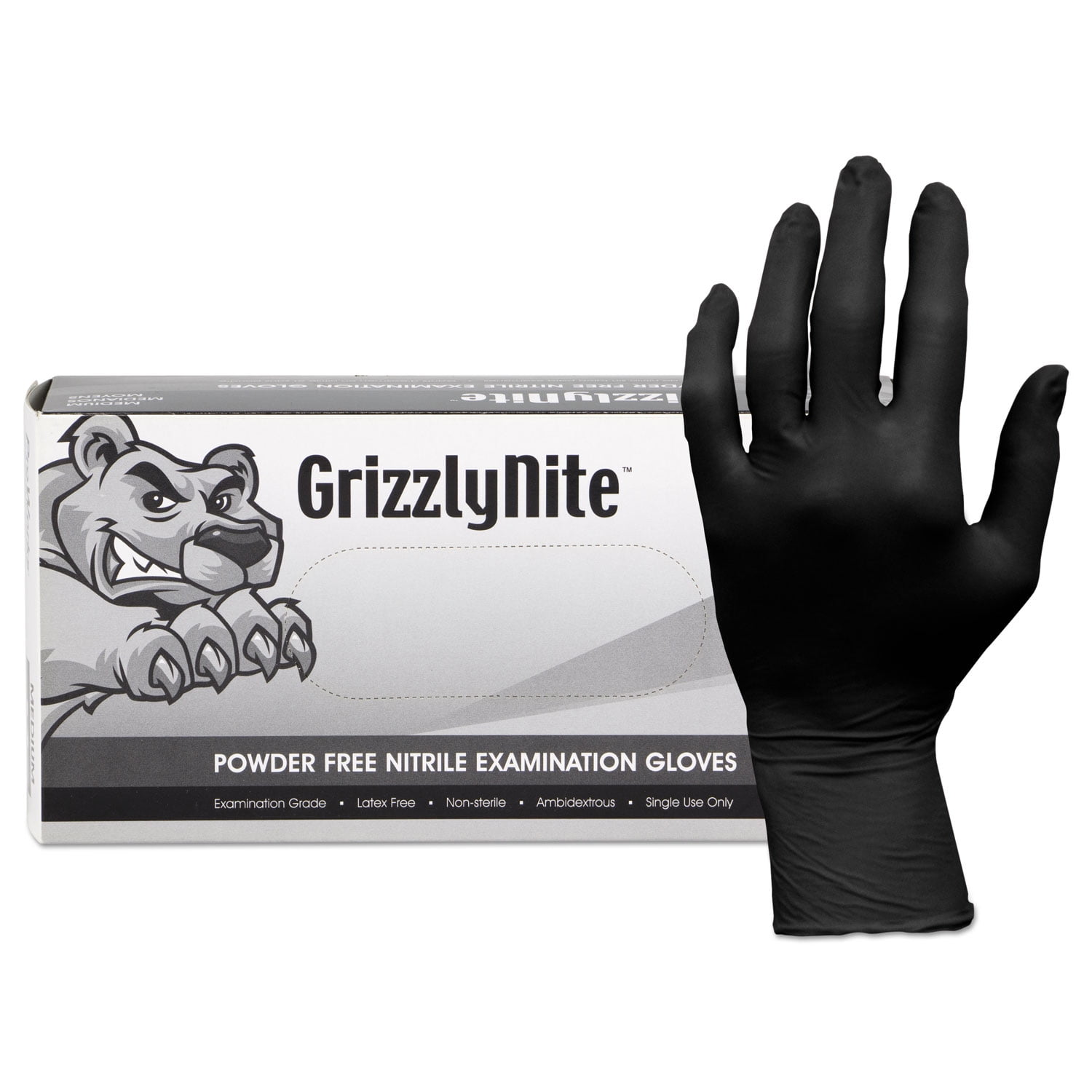 HOSPECO Proworks Grizzlynite Nitrile Gloves, Black, Small, 1000/Ct GL