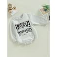 thumbnail image 3 of Cenuakty Infant Girls Boys Romper Sweatshirts Letter Cow Head Print Long Sleeve Crew Neck Jumpsuits Autumn Winter Baby Bodysuits, 3 of 8
