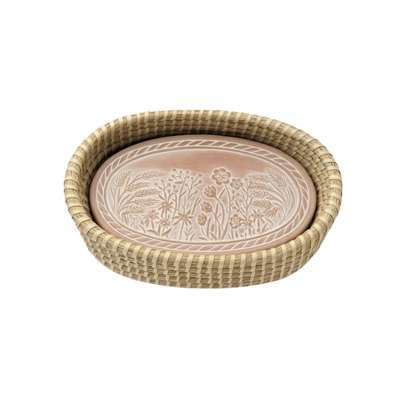 Better World Bio Bread Basket with Terracotta Warmer, Bread Basket for Serving, Sized 12.5" w x 8.5" d x 3.5" h, Nature-Inspired Spring Meadow Design