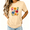 apricot-1, variant on Women's Vintage Sketch Orange Wildflower Circular Quote Floral Graphic Short Sleeve T-shirt Relaxed Fit