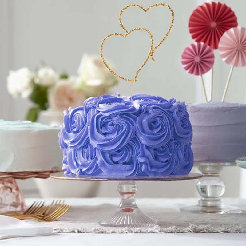 Efavormart Gold Rhinestone Double Heart Wedding Cake Topper For Wedding Party Special Event Personalized Decorations Walmart Com Walmart Com