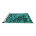 thumbnail image 2 of Ahgly Company Machine Washable Indoor Rectangle Oriental Turquoise Blue Industrial Area Rugs, 7' x 9', 2 of 4