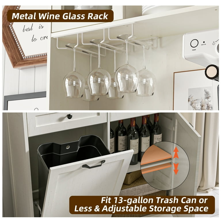 HARIPUL 2-in-1 Kitchen Trash Cabinet & Pantry Cabinet, 13 Gallon