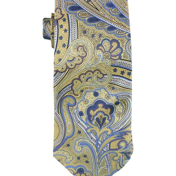 The Men's Store Mens Paisley Print Self-tied Necktie, Yellow, One Size