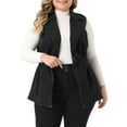 thumbnail image 1 of Unique Bargains Veste en Jean Sans Manches pour Femmes Grande Taille, Col Cranté, Boutons, Noir 3X, 1 of 5