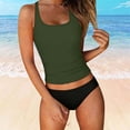 thumbnail image 4 of Xijirk Tankini Swimsuits for Women,Strappy Tankini Swimsuit Two Piece with Halter Neck Top and Mid Waist Bottoms for Everyday Beachwear Summer Fun,Womens Swimsuits,Dark Green,L, 4 of 7