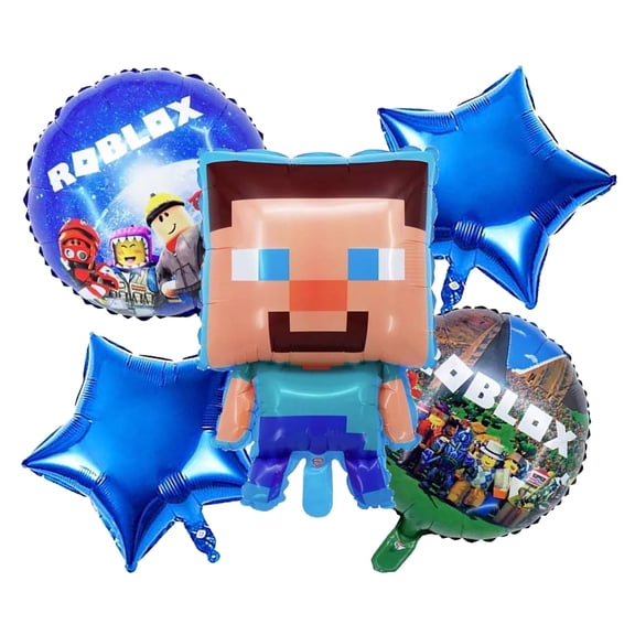 5 PCS Birthday Party Balloons Roblox Balloons Pixel Style Gamer Party Supplies Balloon Roblox Balloons